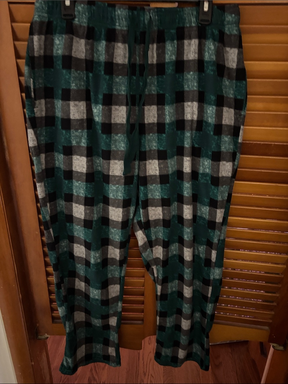 2 pair Cuddl Duds Teal, Black & Gray Plaid Lounge Joggers